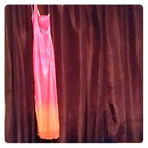 Pink and orange beaded gown